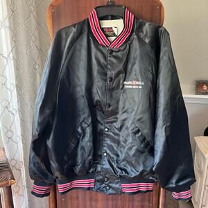 Vintage XL Pacific Bell bomber varsity jacket satin Pla-Jac by Dunbrooke